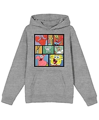 SpongeBob SquarePants Men's Character Block Long Sleeve Athletic Heather Adult Hooded Sweatshirt