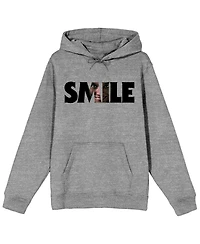 Smile Text With Hidden Face Long Sleeve Adult Athletic Heather Hooded Sweatshirt-xl