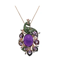 Lali Jewels Multi-Stones (24.52 ct. t.w.) & Diamond (1/5 ct. t.w.) Necklace in 14k Rose Gold