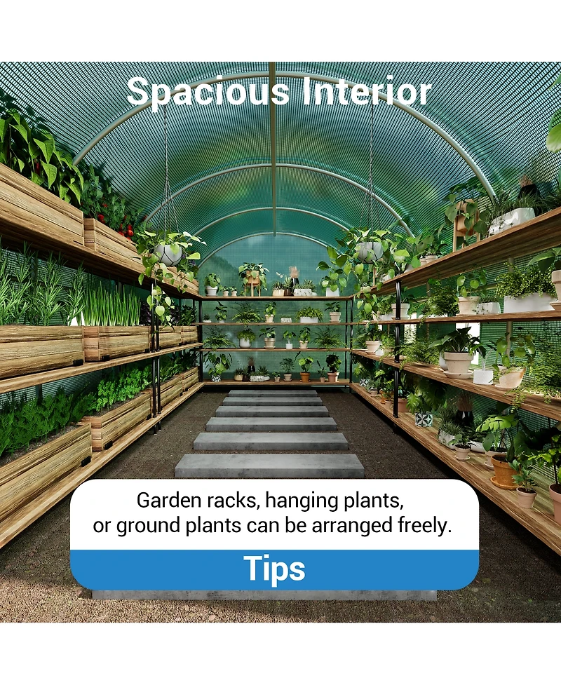 Gaomon Galvanized Steel 15x7x7FT Walk in Greenhouses for Outdoors with Pe Cover and Door for Gardening, Vegetables
