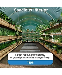 Gaomon Galvanized Steel 15x7x7FT Walk in Greenhouses for Outdoors with Pe Cover and Door for Gardening, Vegetables