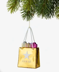 Holiday Lane Macy's Glass Macy's Shopping Bag Ornament, Macy's Exclusive
