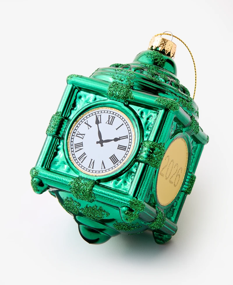 Holiday Lane Marshall Fields Green Clock Ornament, Macy's Exclusive