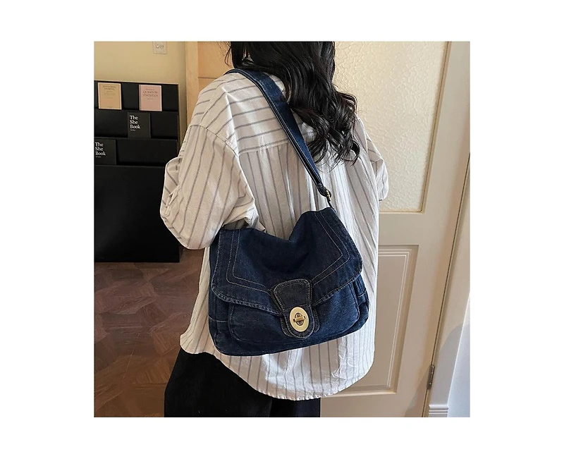 Luma Denim Flap Shoulder Bag Crossbody Purse Casual Blue Jean Handbag Adjustable Strap Everyday Small Messenger