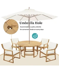 Asagikoiai 5-Piece Acacia Wood Outdoor Patio Dining Set with Round Table and Chairs