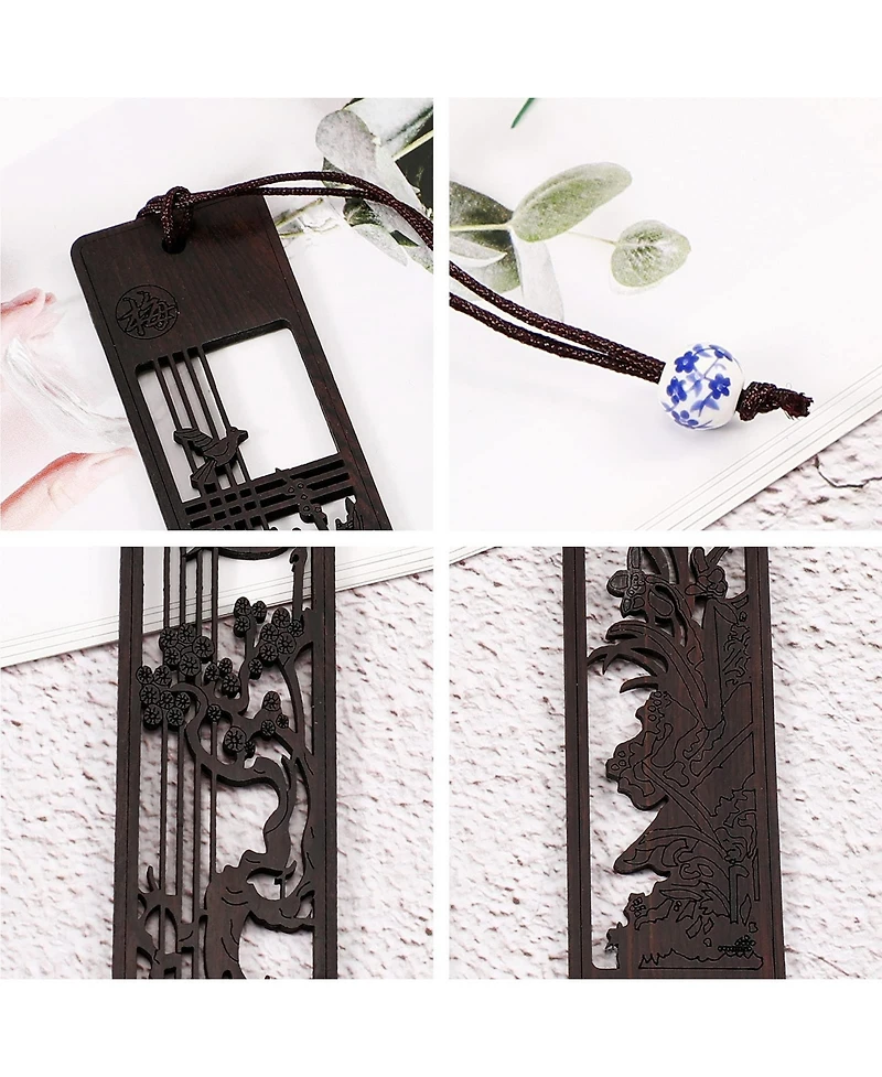 Gnuadz Wooden Bookmarks Vintage Carving Hollow Gifts