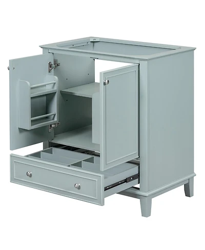 Sillysis 29.5 Inch Freestanding Bathroom Vanity Base with Adjustable Shelf, Solid Wood and Mdf Storage Cabinet