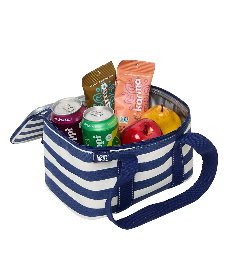 Lands' End Rectangular Small Cooler Bag Insulated 1.5 Gal, Canvas Soft Cooler with Tote Handles and Zip Closure