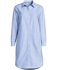 Lands' End Women's Oxford Long Sleeve Button Front Shirt Dress