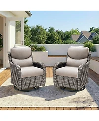 Pocassy Outdoor Swivel Rocker Patio Chairs-High Back Wicker Swivel Rocker Patio Chairs Set of 2,Pe Wicker Chair Patio Furniture Sets with 5in Cushions