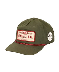 Friday The 13th Men's Camp Crystal Lake Badge Green Retro Grandpa Snapback Hat