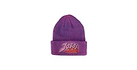 JoJo's Bizarre Adventure Men's JoJo's Bizarre Logo Flat Embroidery on Pink Purple Two-Tone Ribbed Acrylic Knitted Beanie Hat