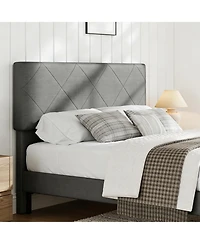 homfan Upholstered Platform Bed Frame with Quilted Headboard, Wooden Slats and Quiet Support