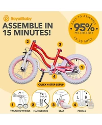 RoyalBaby Stargirl Children's Outdoor Bicycle 14 Inch with Training Wheels