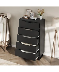 homfan 5 Dresser for Bedroom, 50" Tall Dresser, Freestanding Vertical Drawer with Storage, Wooden Closet Chest Storage Living Room, Hallway
