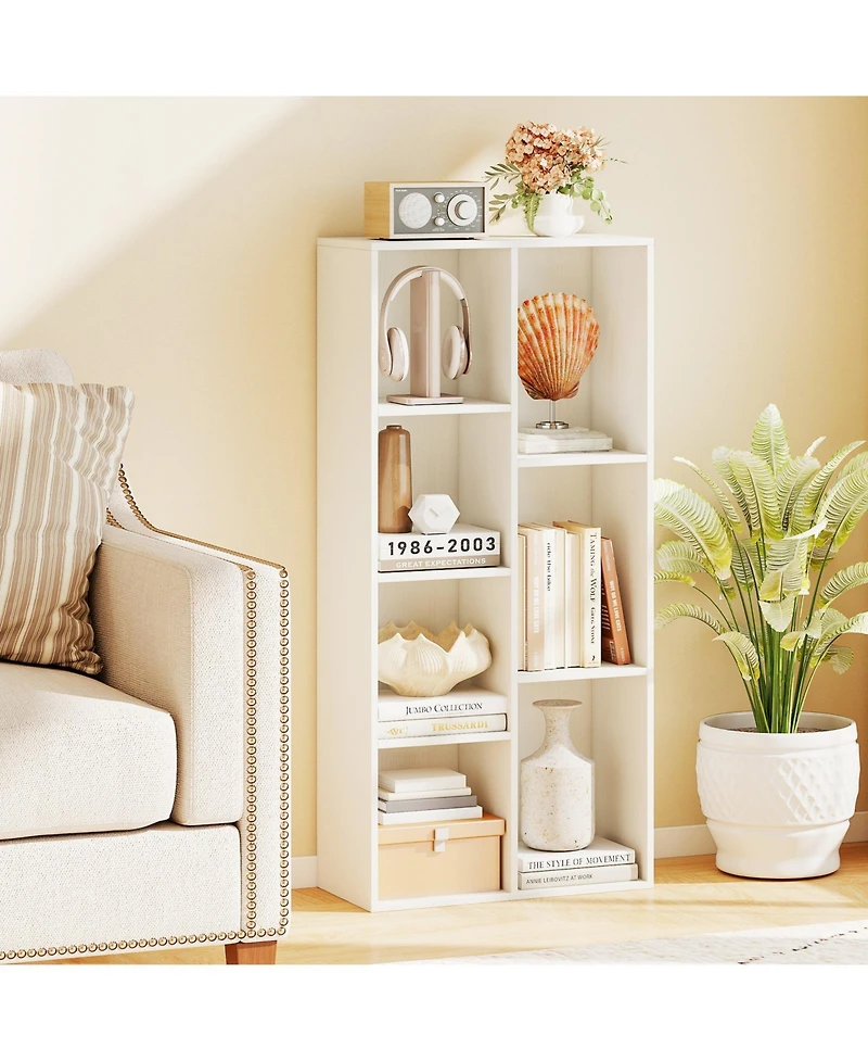 Gymax 7-Cube Bookcase Vertical or Horizontal Freestanding Bookshelf with 7 Compartments