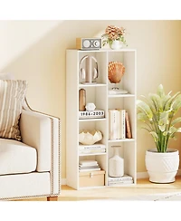 Gymax 7-Cube Bookcase Vertical or Horizontal Freestanding Bookshelf with 7 Compartments