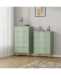 homfan Tall Modern Fluted Dresser with Metal Handles, Space-Saving Wooden Storage Chest Multi Drawer Options for Bedroom, Living Room and Hallway