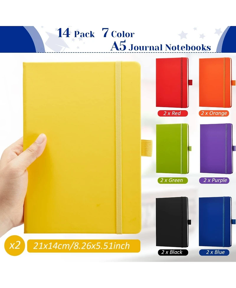 Gnuadz Lined Journal Hardcover Notebook College Ruled Pen Holder Pu Leather