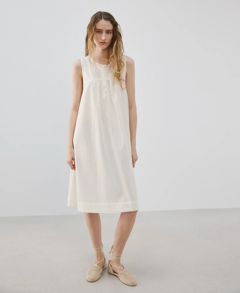 Mango Women's Embroidered Detail Cotton Nightdress