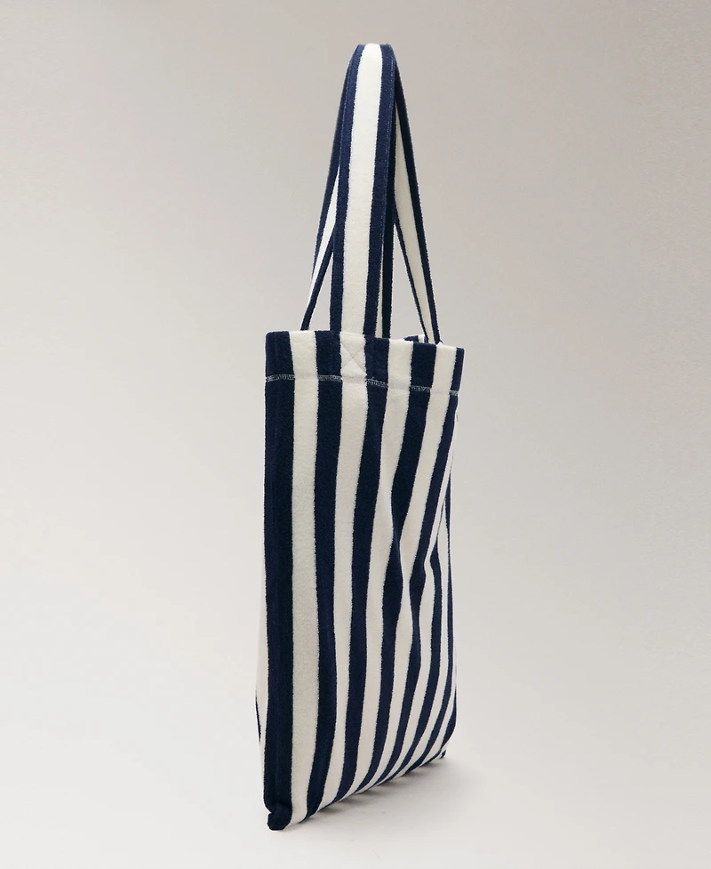 Mango Women's Striped Terry Cotton Tote Bag