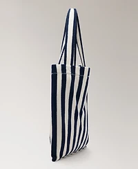 Mango Women's Striped Terry Cotton Tote Bag