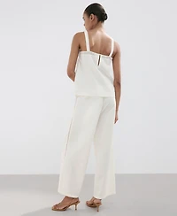 Mango Women's Openwork-Embroidered Palazzo Pants