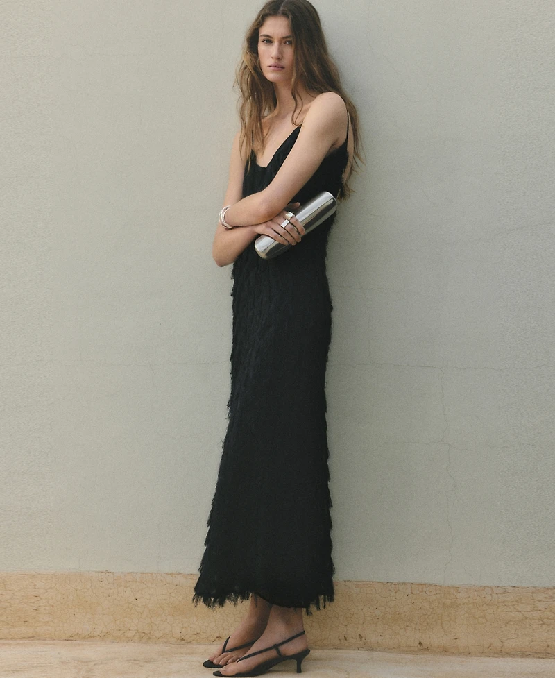 Mango Women's Long Frayed Dress
