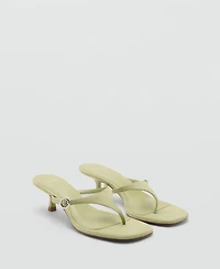 Mango Women's Kitten-Heel Leather Sandals
