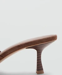 Mango Women's Suede Kitten Heel Sandals