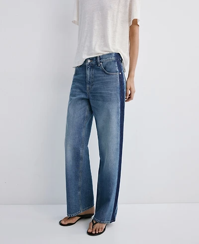 Mango Women's Contrasting Stripe Low-Rise Jeans