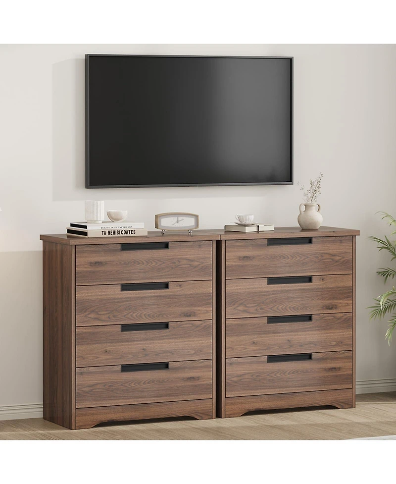 gaomon 4 Drawers Nightstand for Bedroom, Modern Bedside Table with Built-in Handles Design, For Living Room, Bedroom, Entryway