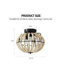 Clihome 18 inch Ceiling Fan with Light, Flush Mount Caged Ceiling Fan, Rustic Low Profile Fan Light Fixture