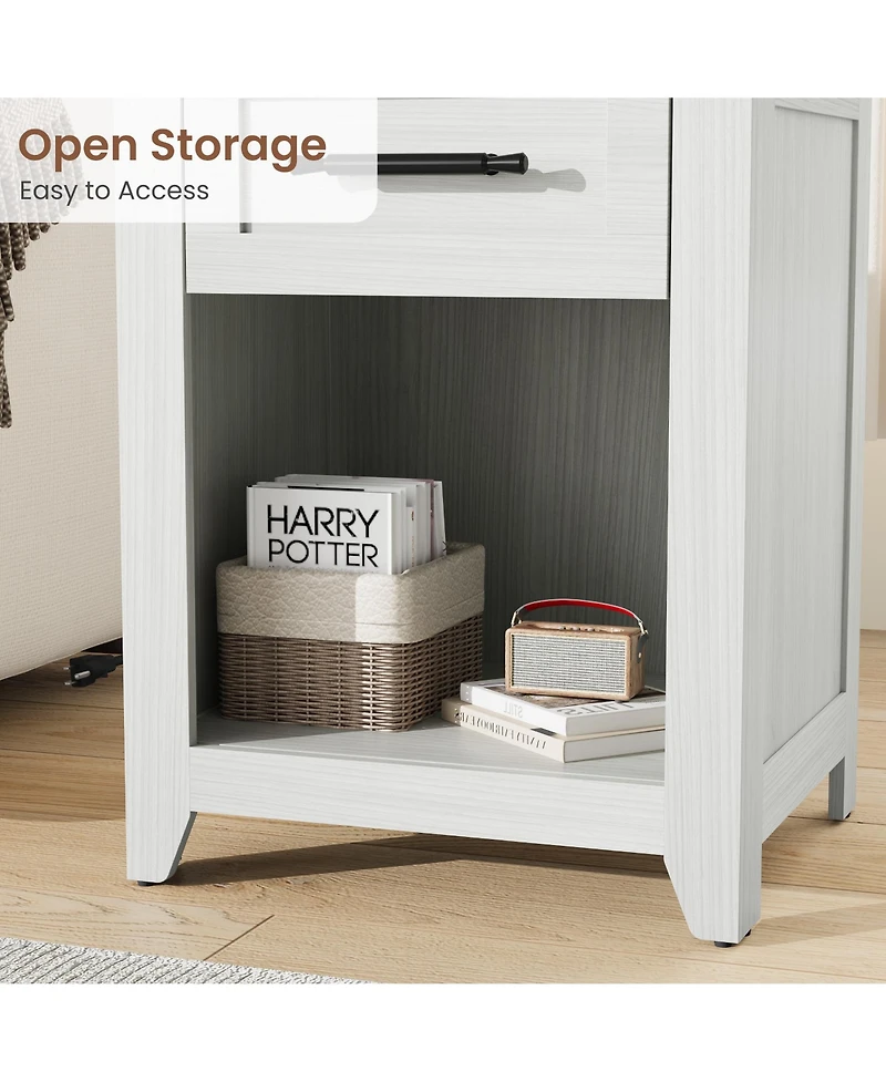 gaomon Farmhouse Nightstand with Charging Station