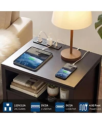 gaomon Wood Nightstand with Charging Station