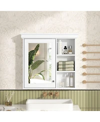 Busdays 30 x 28 Inch White Bathroom Medicine Cabinet with Mirror Wall Mounted Mirror Storage Cabinet Over The Toilet Storage Organizer