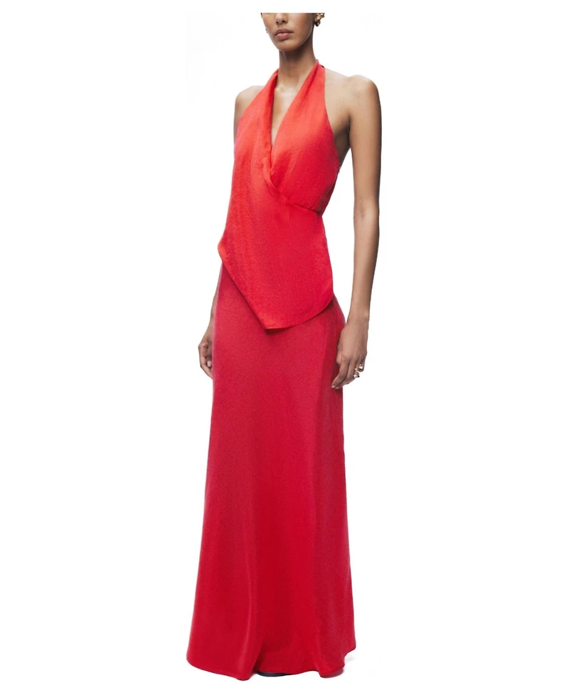Nocturne Women's Asymmetric Open-Back Halter Maxi Dress