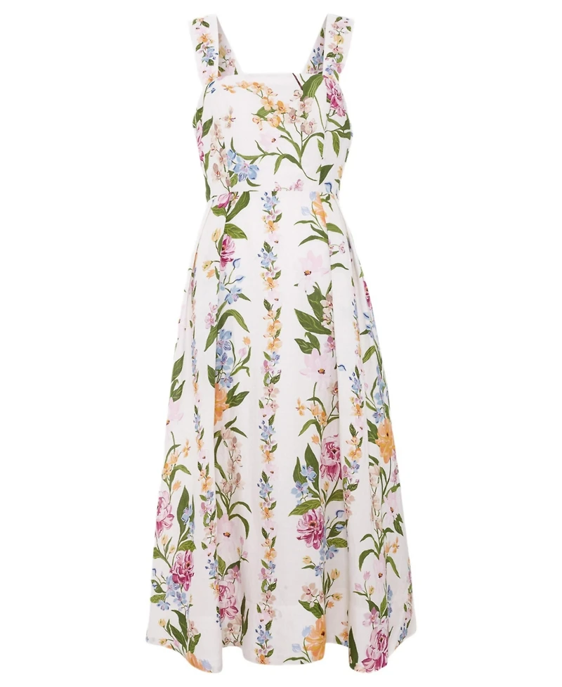 Phase Eight Women's Lucia Linen Blend Square Neck Midi Dress