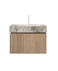 Sillysis Italian Wall Mount Bathroom Vanity with Sintered Stone Countertop, Ceramic Sink, Soft Close Cabinet