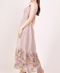 Raas Women's Floral Organza Tiered Maxi Dress