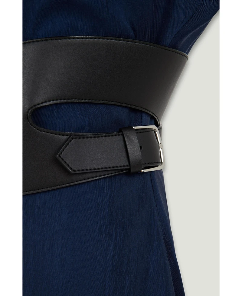 Nocturne Women's V-Neck Belted Midi Dress