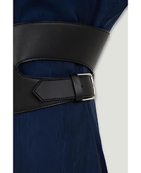 Nocturne Women's V-Neck Belted Midi Dress