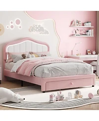 gaomon Upholstered Bed Frame with Storage Drawer and Smart Led Headboard