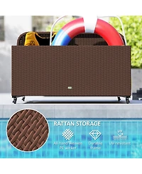 Outsunny Wicker Pool Float Storage Organizer, Holder