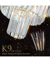 Clihome Modern Crystal Chandelier, 4-Tier Design Crystal Pendant Light Fixture (Bulb Not Included)