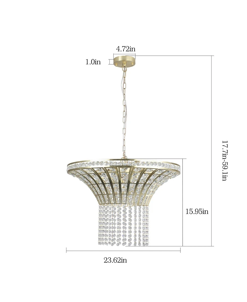 Clihome 8-Light Wide Crystal Waterfall Chandelier