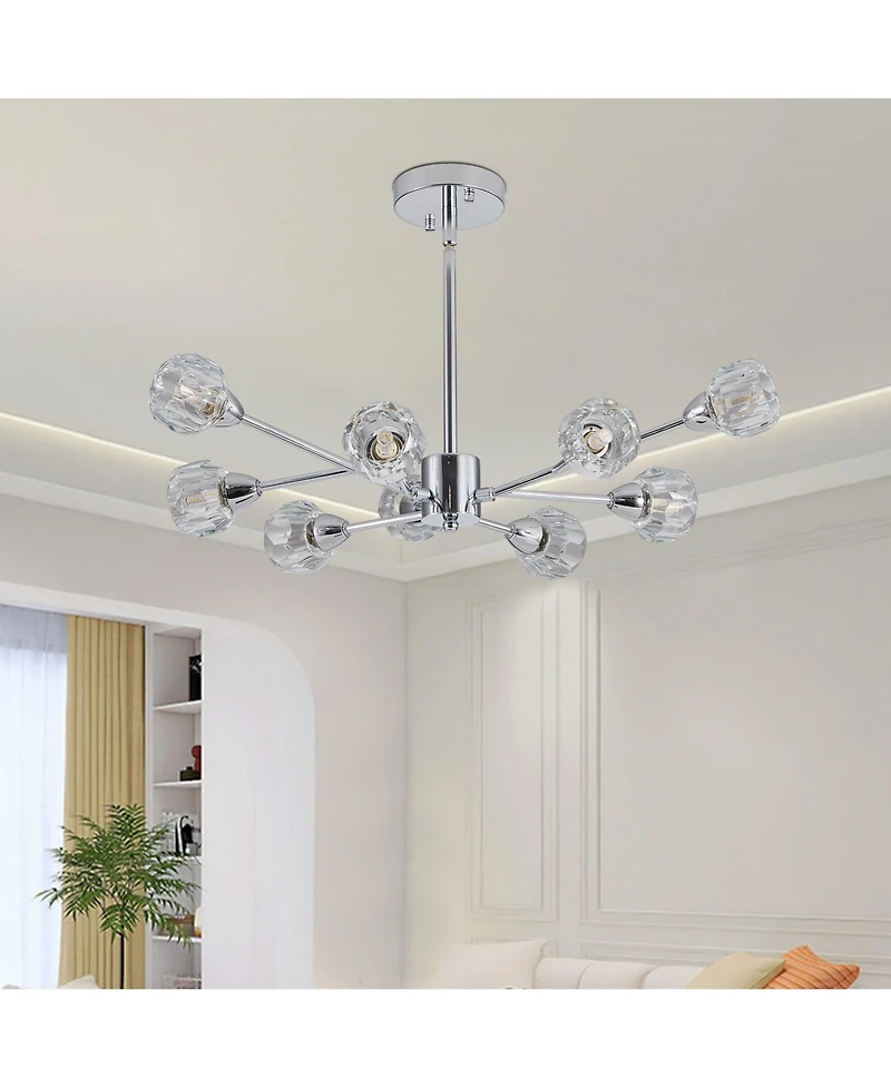 Clihome Modern Crystal Chandeliers, 9 Lights Chandelier, Kitchen Light Fixtures (Bulbs Not Included)