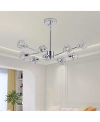 Clihome Modern Crystal Chandeliers, 9 Lights Chandelier, Kitchen Light Fixtures (Bulbs Not Included)