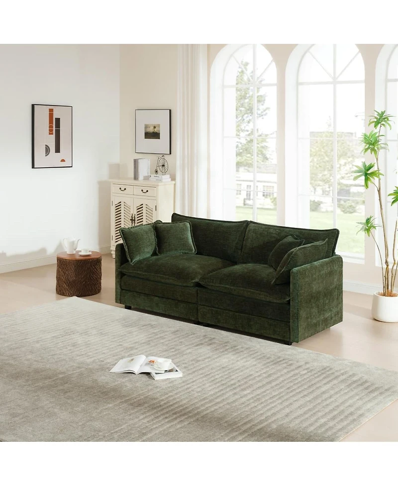 Maison Boucle 75.9'' Chenille Loveseat Sofa, Deep Seat 2 Seater, Solid Wood Frame