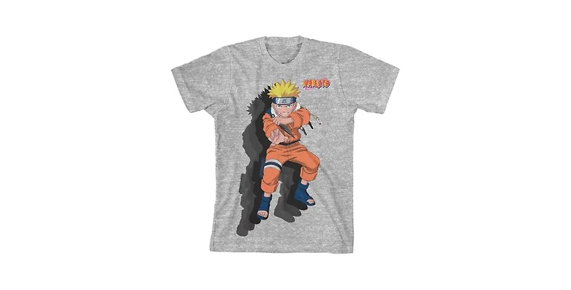Naruto Boys Shadow Effect Crew Neck Short Sleeve Athletic Heather T-shirt-xl